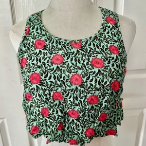 Forever 21 cropped green floral tank thumbnail 6