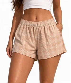 Patagonia Garden Island Shorts Womens Small Orange Gingham Hemp Blend NWT thumbnail 1
