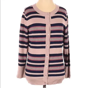 Halogen Nordstrom Stripe Crewneck Cardigan Sweater M v6x thumbnail 4
