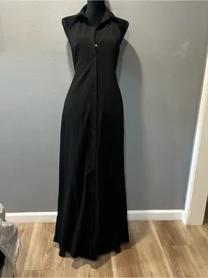 POÉSELLE Black Open Back Maxi Dress Size L Runs Small NWOT thumbnail 3