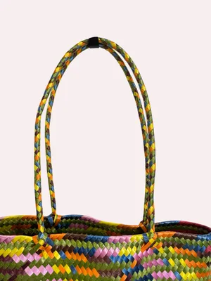 Large Colorful Mexican Woven Straw Tote Bag Market Beach Boho Handmade thumbnail 4