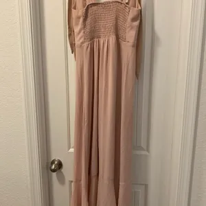 Show Me Your Mumu Square Neck Fitted Bodice Dress Size Small Blush Color Ties thumbnail 6