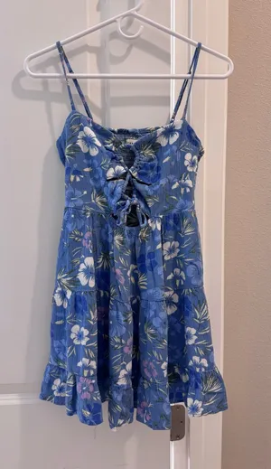 Aeropostale Blue Floral Tie-Front Sundress thumbnail 1
