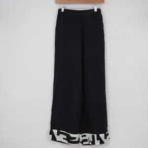 925 Attire Black Wide Leg Trousers Geometric Graphic Hem Pants Womens Medium thumbnail 2