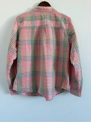 L.L.Bean Button Down Shirt Women’s XL Pink Green Plaid Check Cotton Long Sleeve thumbnail 4