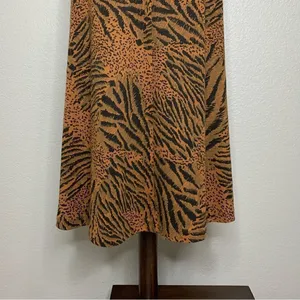 Silver Threads Vintage Animal Print Stretchy Knit Pull On Midi Skirt, Sz Medium thumbnail 8