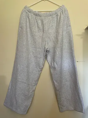 Skims Cotton Fleece Classic Straight Leg Sweatpants - Light Heather Grey 2X NWT thumbnail 1