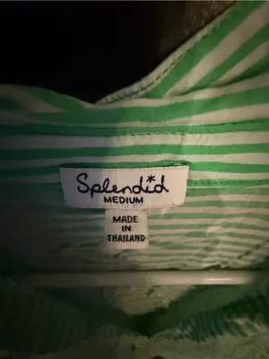 Splendid Green and White Striped Shirt with Button Front thumbnail 2