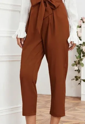 NWT Rust Bow Tie Pants Brown Size M thumbnail 2