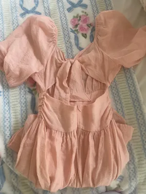 Altar'd State Peach Tiered Puff-Sleeve Dress thumbnail 2