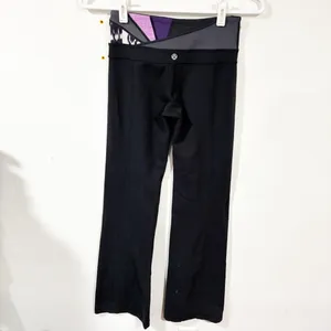Lululemon Printed Waist Black Pull On Flare Leggings Size‎ 2 thumbnail 4