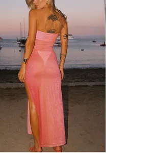 Princess Polly Rosalina Sheer Maxi Dress 8 Pink Orange Ombre Mesh‎ Slit NEW thumbnail 14