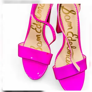 Sam Edelman Hot Pink Patent Ankle Strap Heels Barbiecore Statement Sandals 8M thumbnail 6