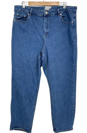 ASOS Curve High Rise Mom Jeans Womens 18 Blue Denim 90s Style Classic Zip Fly thumbnail 1