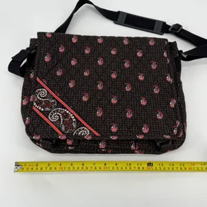 Vera Bradley Messenger Bag Brown Houndstooth Paisley‎ Quilted Laptop Crossbody thumbnail 10