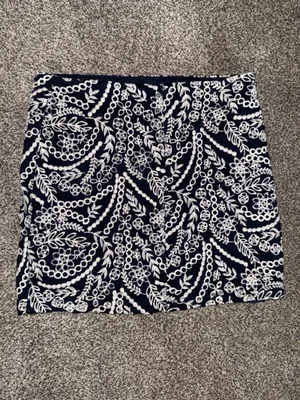 Mi Ami Embroidered Floral Navy and White Mini Skirt thumbnail 2