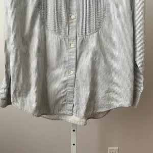 Lauren Ralph‎ Lauren Preppy S Blue Striped Button Tuxedo Bib Grandmillennial thumbnail 3