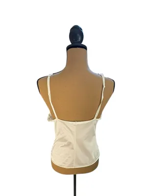 Vintage L’eggs 34 S Ivory Nylon Lace Camisole Coquette Lingerie Top thumbnail 3