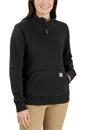 Carhartt Womens Tencel Quarter Zip Sweatshirt Black Relaxed Fit Small NEW thumbnail 1