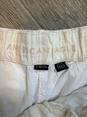 American Eagle Outfitters White Linen Wide Leg Pants Size 8 Casual Summer thumbnail 4