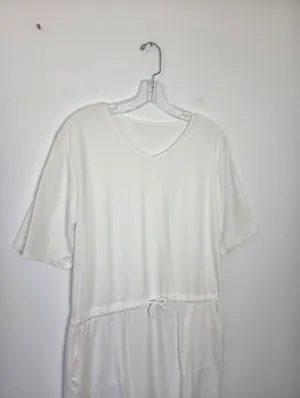 White T-Shirt Dress Midi Sporty Casual Minimalist Summer Coastal Nautical Large thumbnail 9