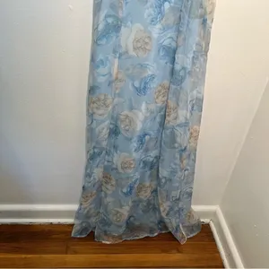 Vintage Express Tricot Women's Size XS Maxi Dress Light Blue Beige Floral thumbnail 3