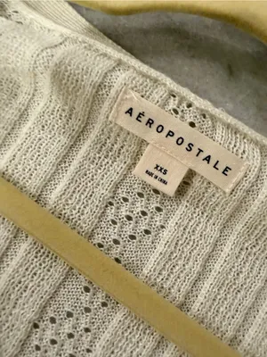 NWT Aeropostale Size XXS Ivory Pointelle Knit Cropped Stretch Lace Cardigan Y2K thumbnail 9