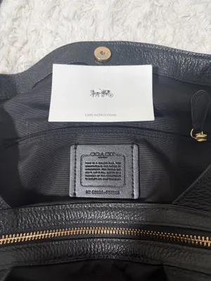 Coach Hallie F80268 Black Pebbled Leather Hobo Bag thumbnail 2