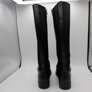 Coach Farah Tall C0625 Black Leather Riding Boots Gold Horse Carriage Womens 8B thumbnail 5