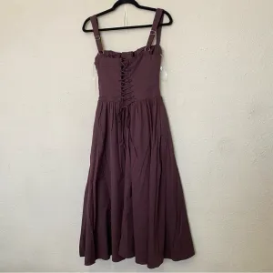HOUSE OF CB 'Tatiana' Rich Brown Midi Sundress strappy corset back NWOT size XS thumbnail 8