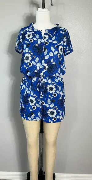 Fleur Bleue Womens Romper Size 4 Jumpsuit Floral One Piece Summer Travel thumbnail 1