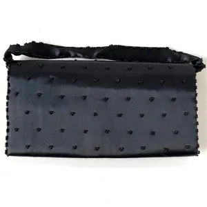 Vintage Walborg Richere Hand Beaded Evening Bag Purse Black Clutch Satin Glam thumbnail 2