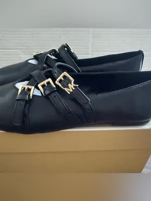 NEW Michael Kors Indy Flex Black Leather mary Jane buckle Ballet Flat shoes 5.5 thumbnail 6