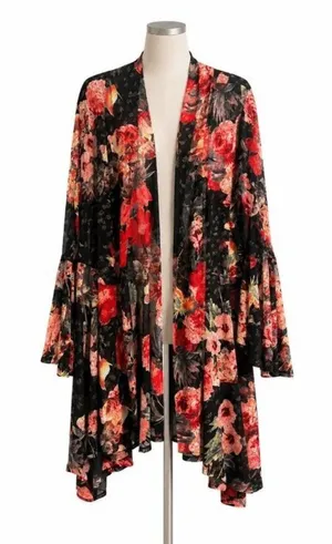 Ali Miles Floral Duster Cardigan Size L thumbnail 1