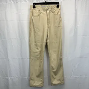 Abercrombie & Fitch Vegan Leather Pants 2 26 High Rise Straight Cream Beige Chic thumbnail 2