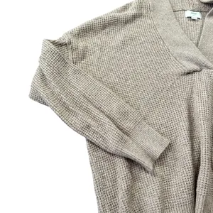 Aerie Women's XS Tan Waffle Knit Hoodie Sweater V-Neck Pullover Oversized Casual thumbnail 4