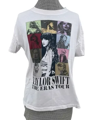 Taylor Swift Eras Tour Concert Tee Albums Official Merch White Top Size XS FLAWS thumbnail 1