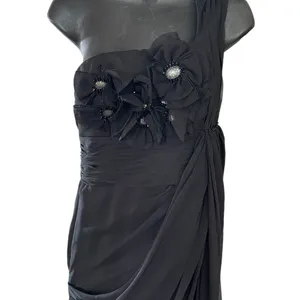 Adrianna Papell black floral embellished drape maxi night dress size 8 thumbnail 3