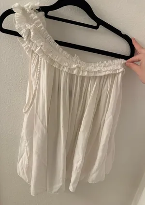 One shoulder white top thumbnail 1