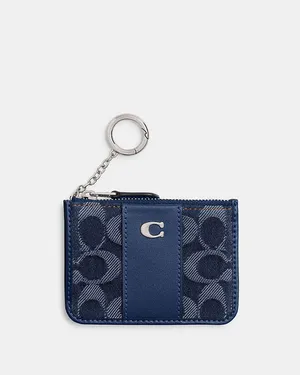 Coach Mini ID Card Case Signature Denim CAN65 NWT Deep Blue Multi thumbnail 5