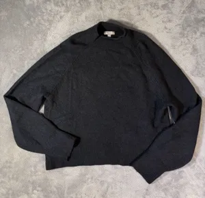 J.Crew Women’s Large Black Merino Wool Alpaca Blend Raglan Mock Neck Sweater thumbnail 2