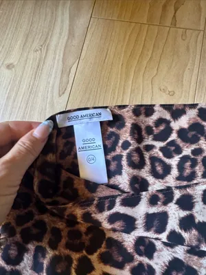 Good American Leopard Asymmetrical Wrap Skirt - Brown/Black thumbnail 2