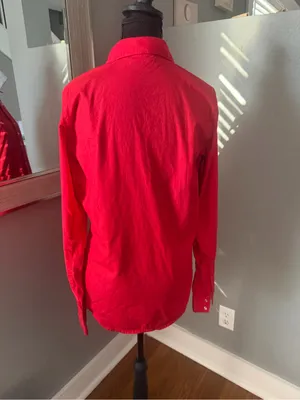 Wrangler western cowgirl vibrant red shirt embroidery rhinestone detail Medium thumbnail 5