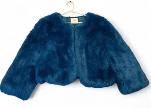 LOFT blue faux fur jacket in size M #fauxfur #winter thumbnail 1