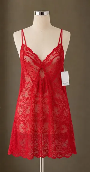Auden Red Floral Lace Chemise Nightgown Sheer Adjustable Straps Medium NWT thumbnail 1