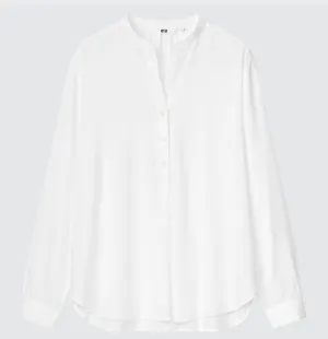 Uniqlo rayon relaxed long sleeve blouse thumbnail 1