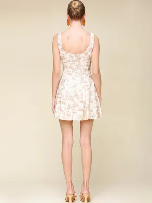 NWT Avec Les Filles Panel Detail Linen Blend Mini Dress in Safari Toile Khaki thumbnail 5