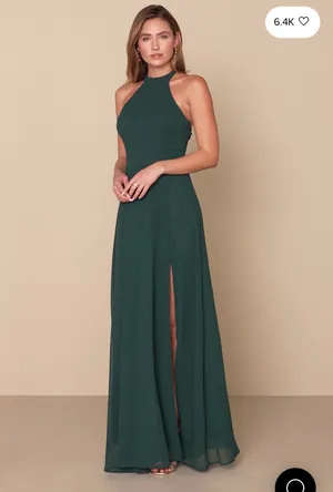 New Lulus Confidently Emerald Backless Halter Maxi Dress Size Medium MSRP $99 thumbnail 2