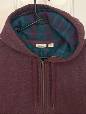 LL Bean Women’s Flannel Lined Zip Up Hooded Sweatshirt thumbnail 5