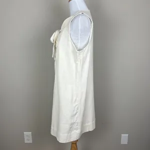 Hyacinth House Tuckernuck‎ Mini Dress Womens Medium Ivory Linen Cotton Lace Up M thumbnail 7